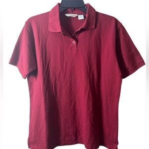 Eddie Bauer Cotton Polo Medium Short Sleeve‎ Snap Button Golf Preppy Resortwear